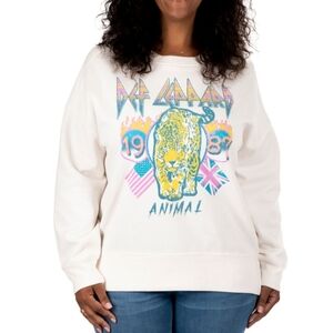 New Women's Size Large Def Lepard Sweatshirt Cream
